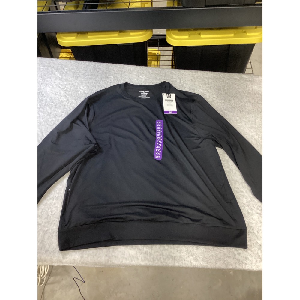 Members Mark Mens Favorite Soft‎ Pullover Black XXL MM25549 Long Sleeve Pocket